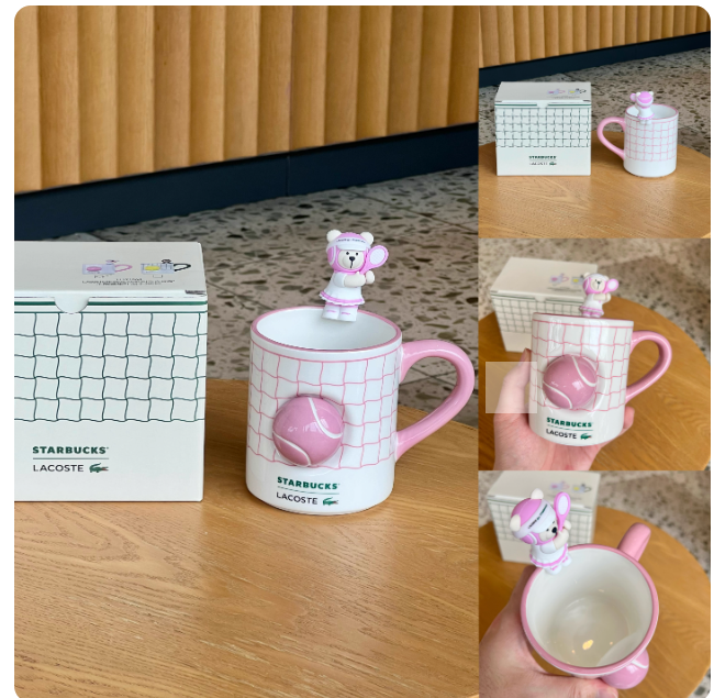 Starbucks and Lacoste Collaboration Lacoste sporty stainless steel straw ceramic mug 360ml
