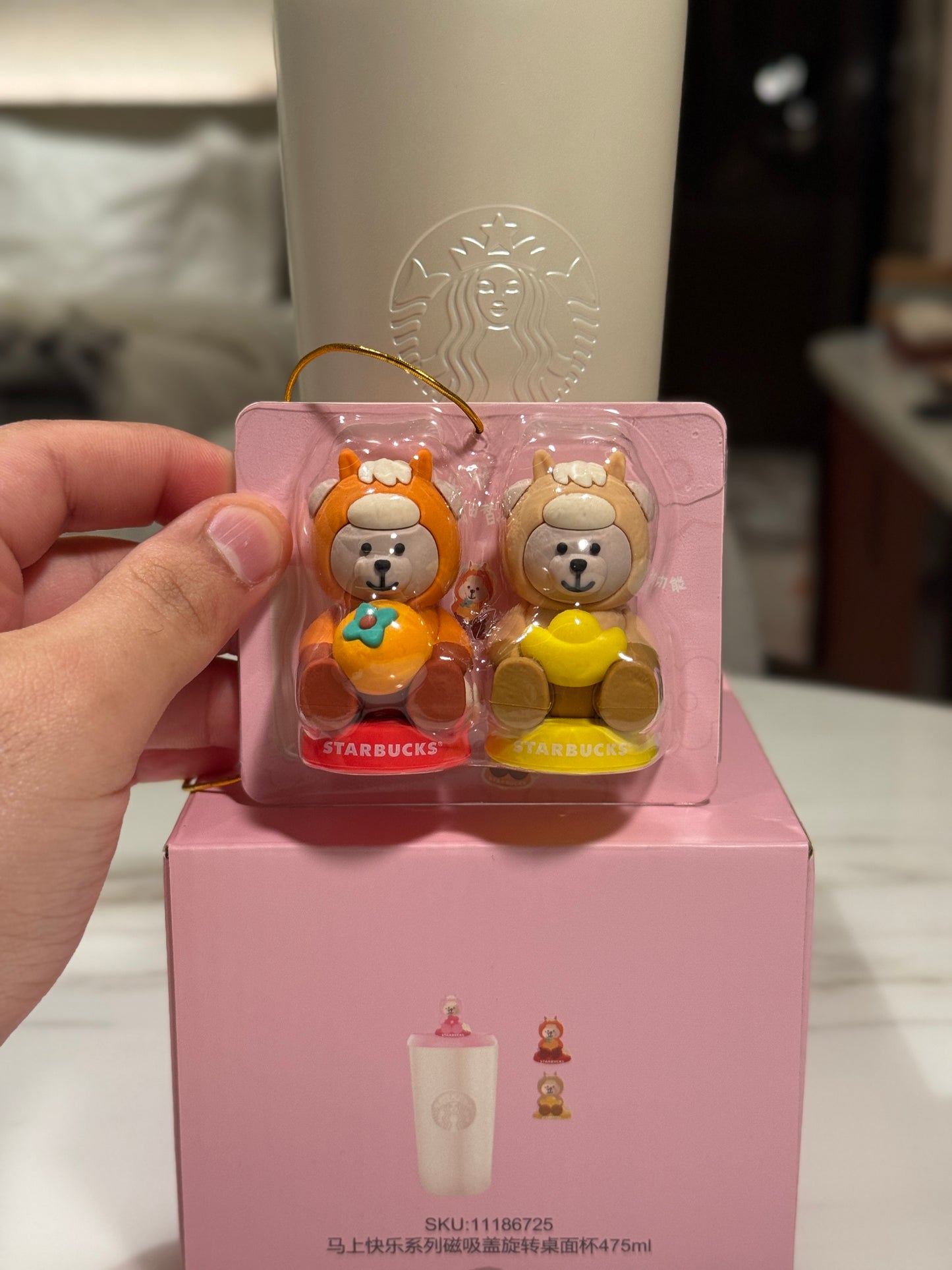 Starbucks themomug with 3 teddy bears 475 ml