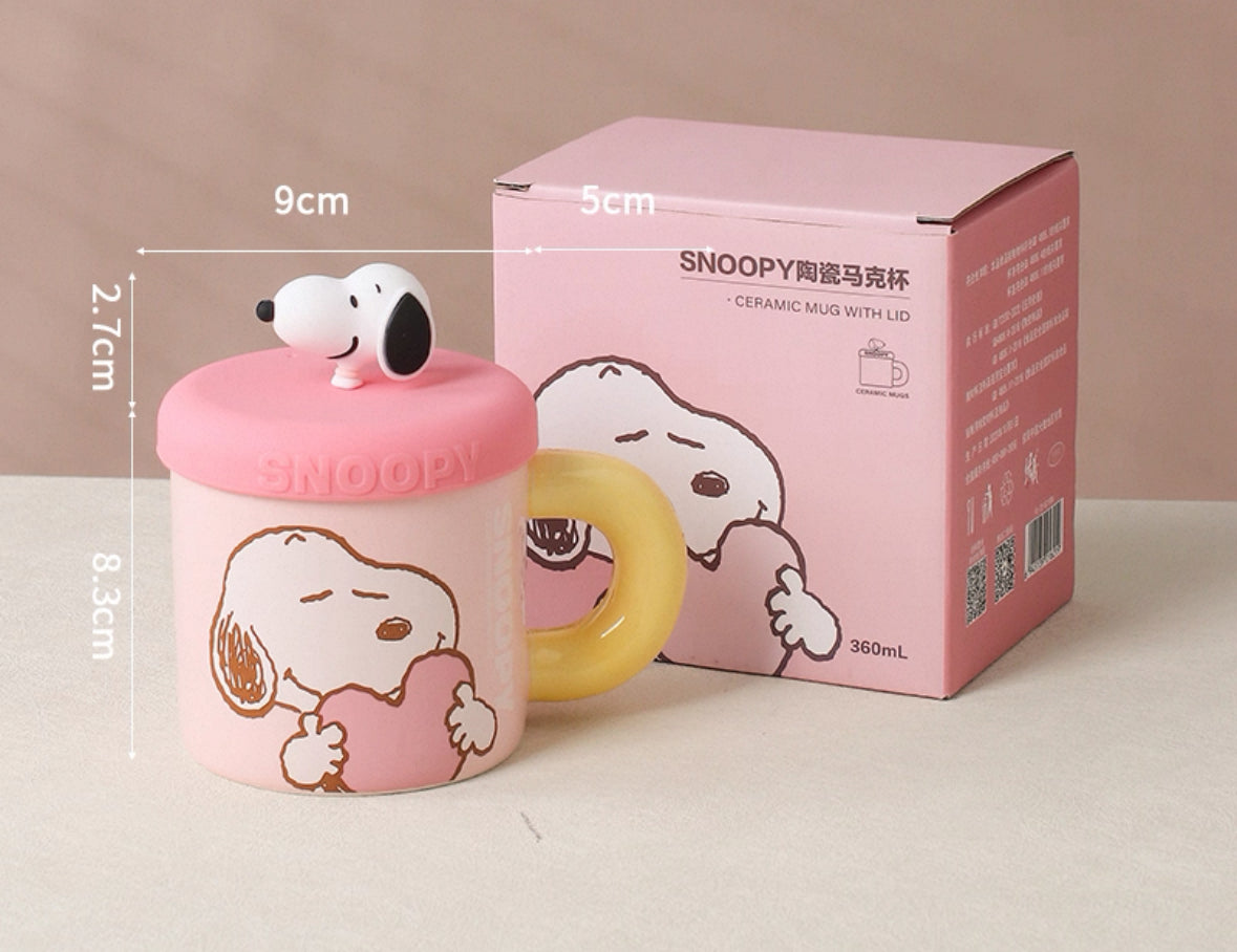 Bundle - 4X Snoopy mug with lid