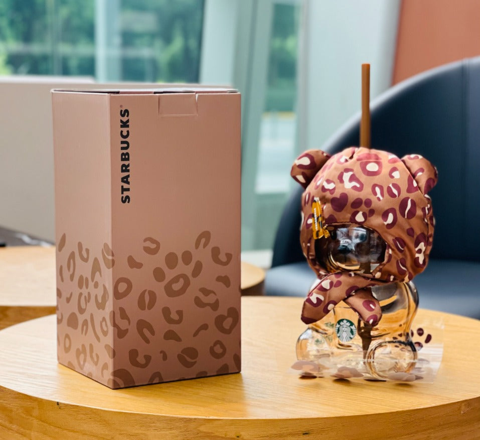 Starbucks Leopard Print Coffee Straw Mug - Leopard Brown Bear - 600ml