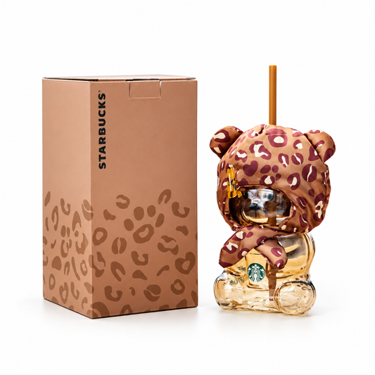 Starbucks Leopard Print Coffee Straw Mug - Leopard Brown Bear - 600ml