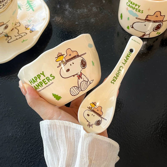 Snoopy camping Bowl and spoon