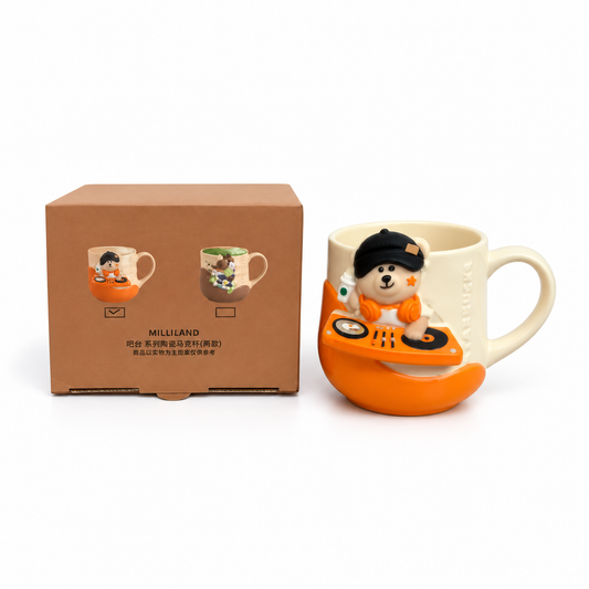 Starbucks Bear Orange  Ceramic Mug with Tea Strainer 400 ml