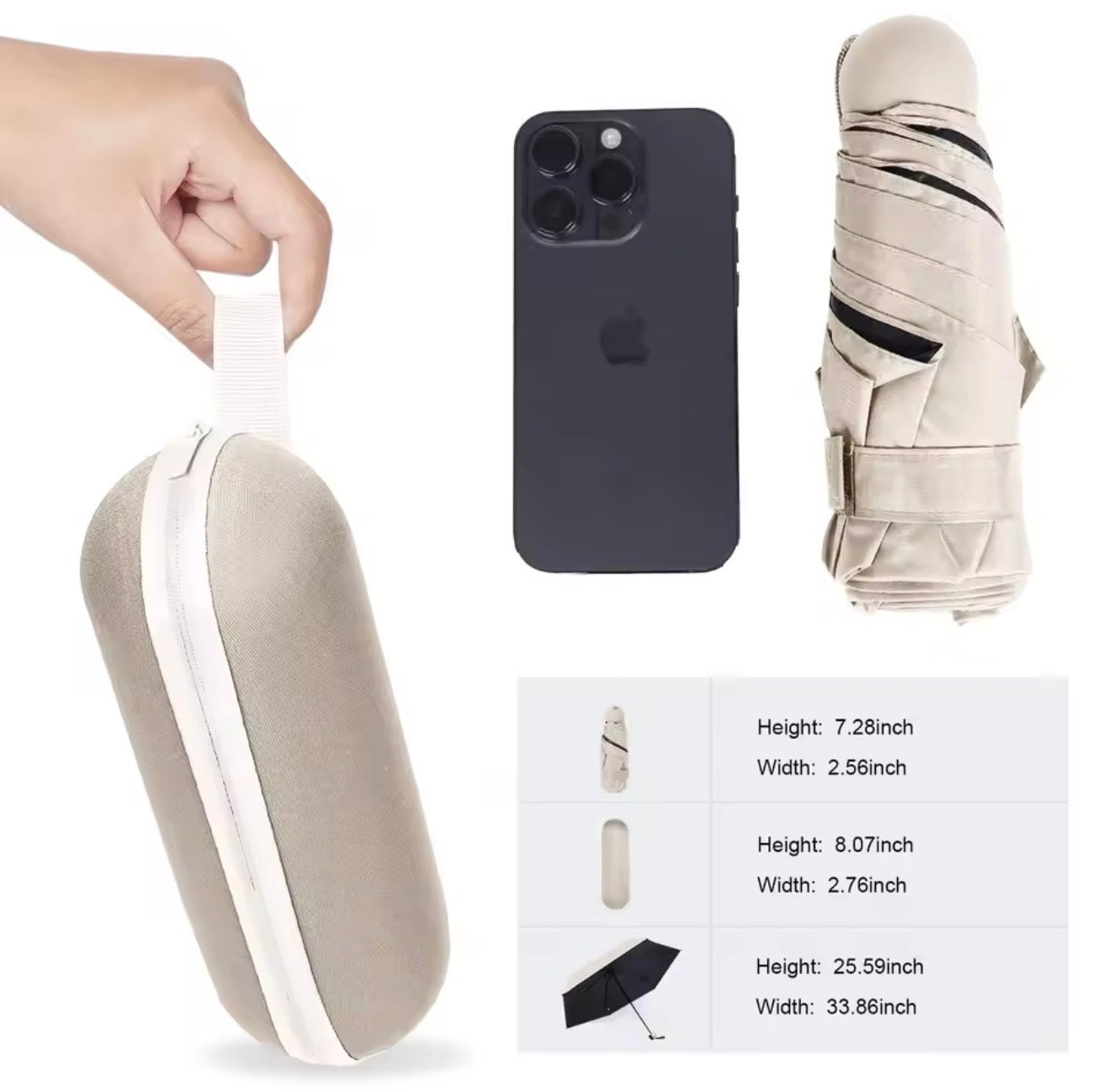 Capsule Umbrella Small and Portable Solid Color Sunshade for Women and Rain Dual Use Protection