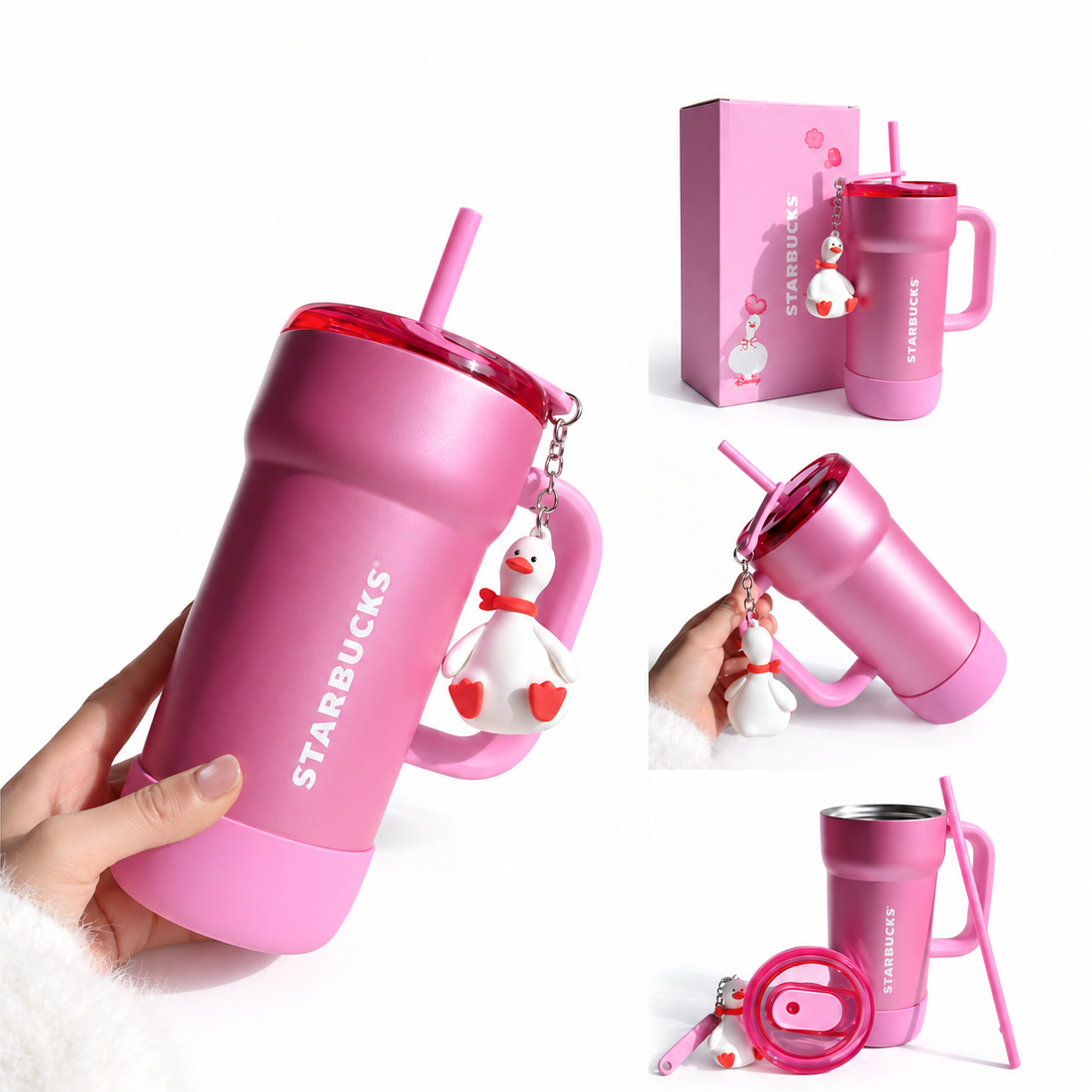 Starbucks Pupu Duck Stainless Steel Straw Cup with Hanging Ornament - 670ml