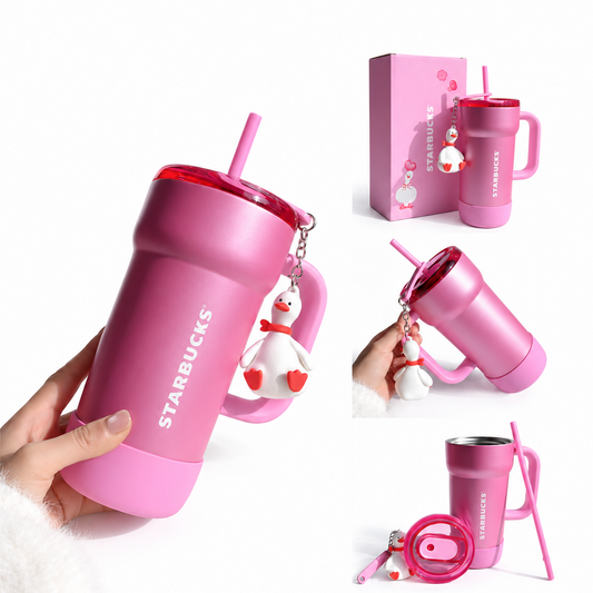 Starbucks Pupu Duck Stainless Steel Straw Cup with Hanging Ornament - 670ml