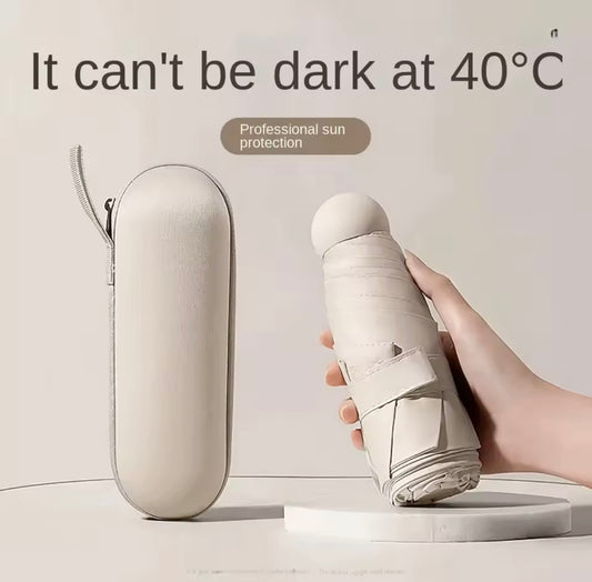 Capsule Umbrella Small and Portable Solid Color Sunshade for Women and Rain Dual Use Protection