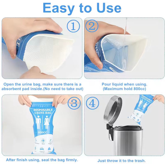 Unisex Urine Bag 12PCS Travel Bag for Men and Women