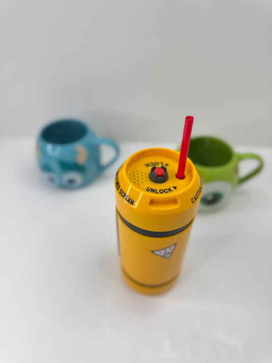 Water Bottle with Straw Monsters Inc Scream Canister