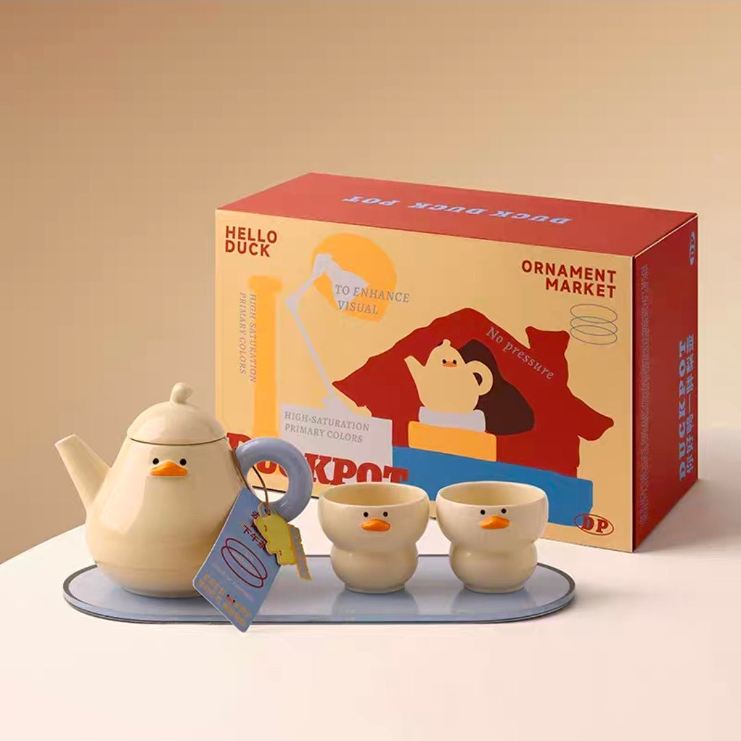 Chubby duck tea set gift box