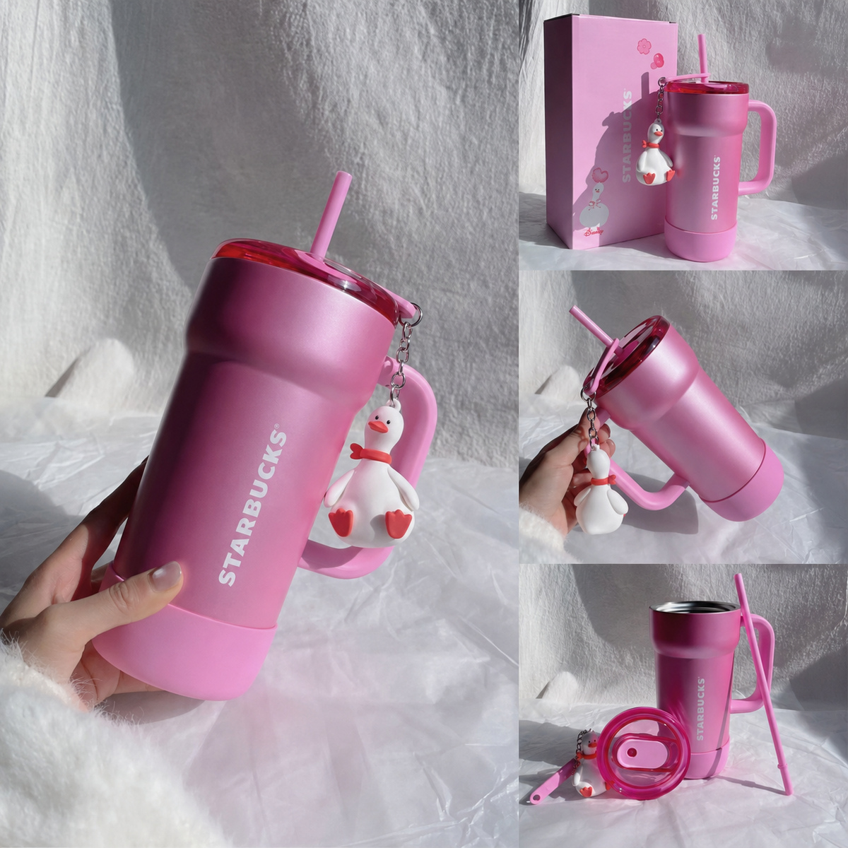 Starbucks Pupu Duck Stainless Steel Straw Cup with Hanging Ornament - 670ml